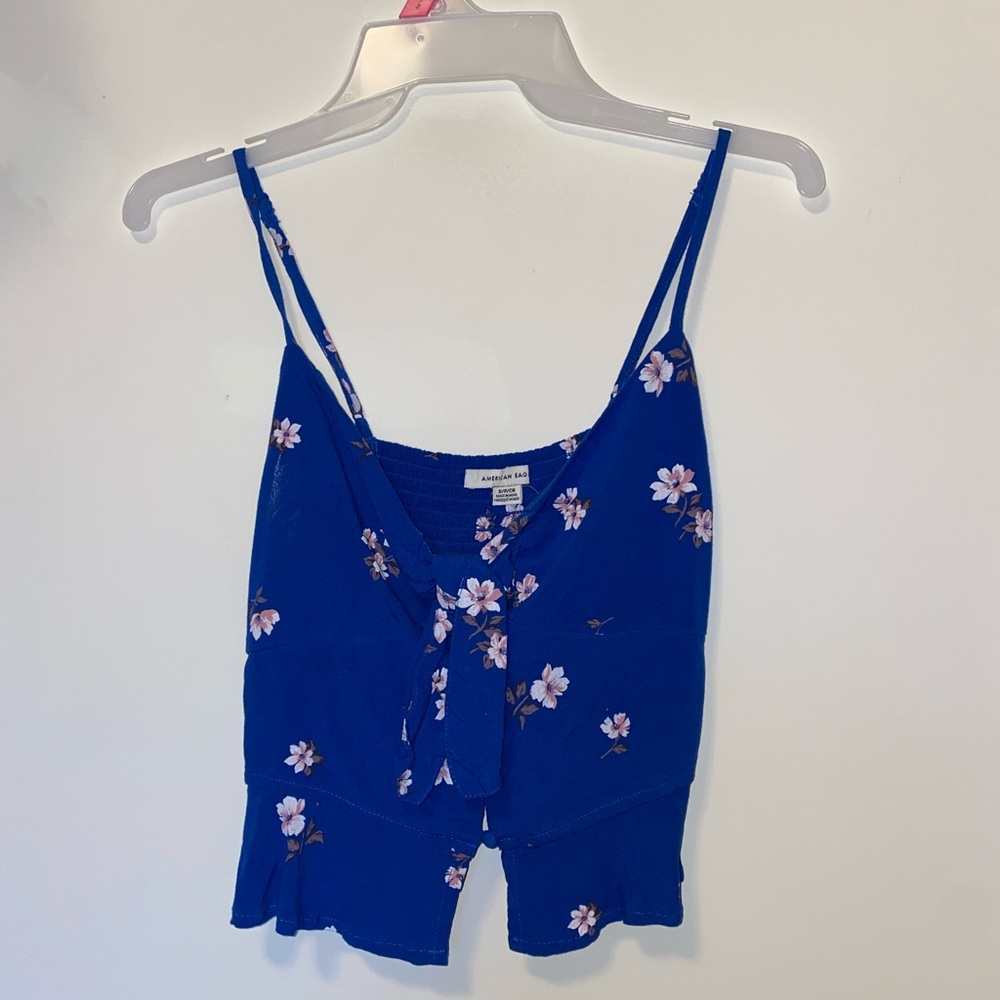 Blue floral crop top